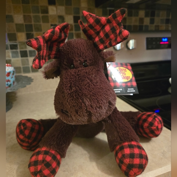 Bass Pro Shops Other - Bass Pro Shops Brown Moose with Red Plaid Accents